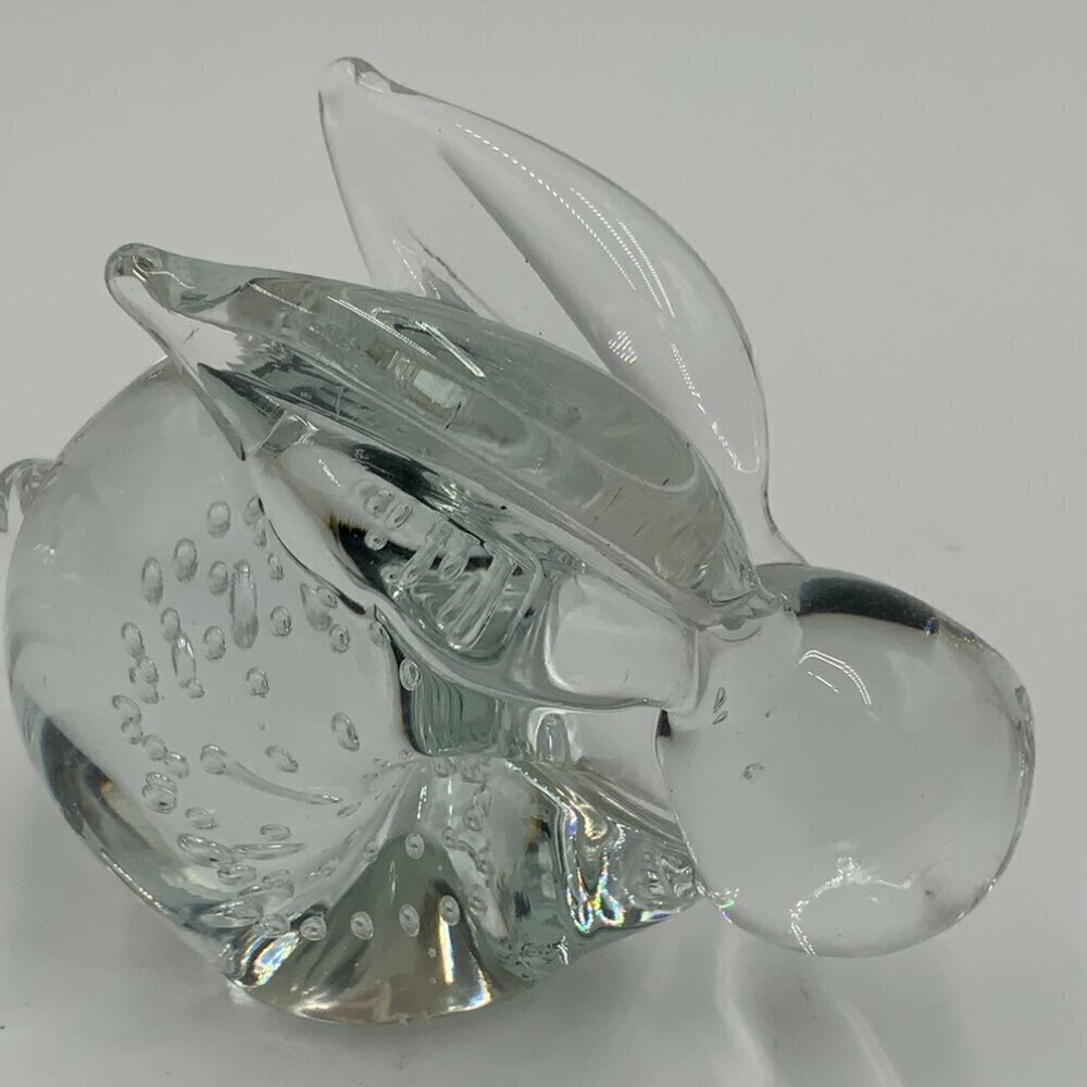 Bunny Rabbit Paperweight Glass with Controlled Bubbles